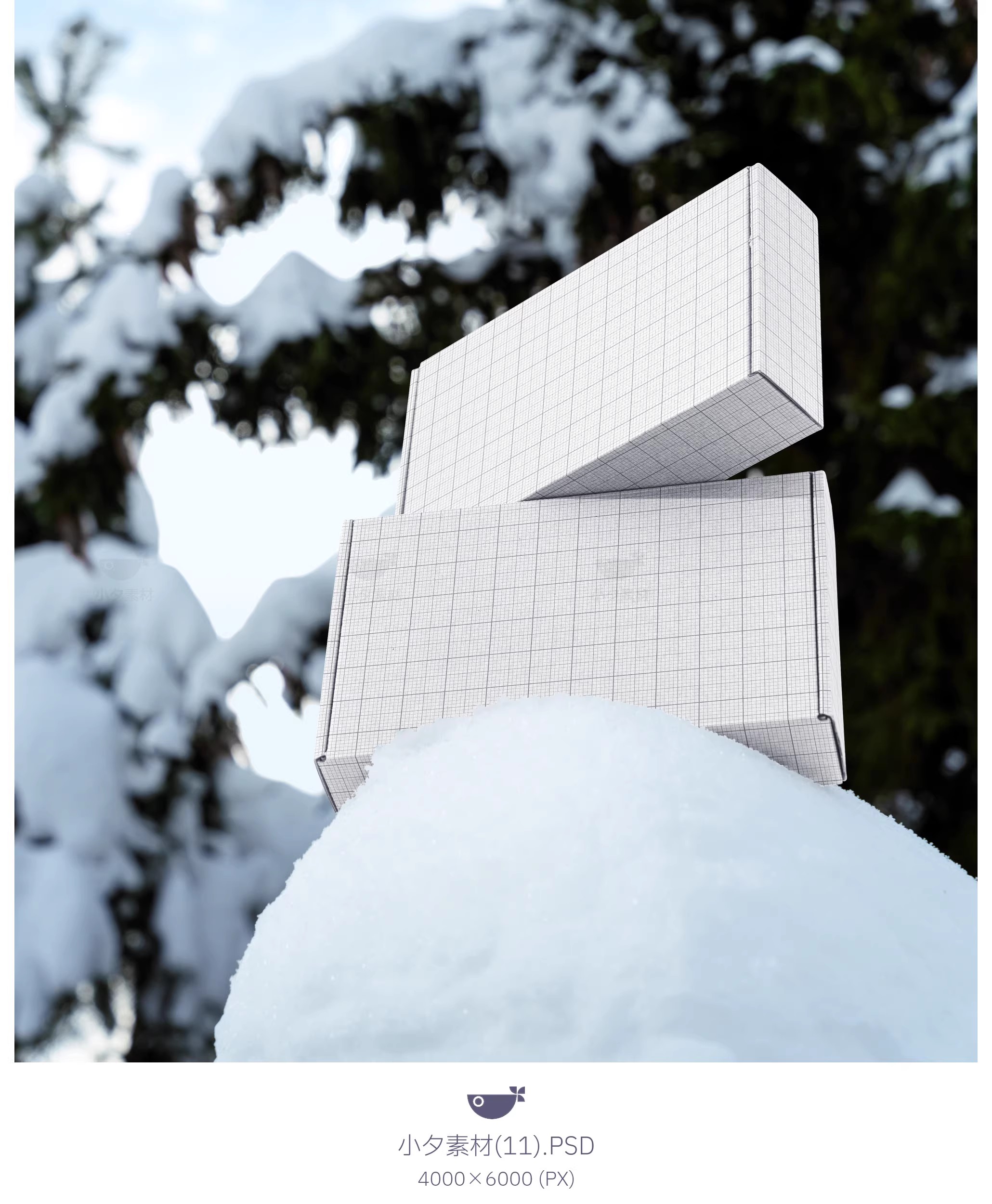 图片[20]-13套 户外雪地场景纸盒快递盒服装包装瓦楞样机PSD设计素材-大怪兽分享