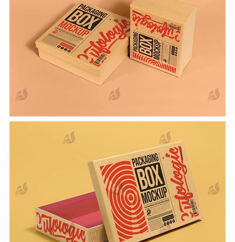 图片[7]-牛皮瓦楞纸盒包装盒外卖快餐打包食品包装展示样机PSD设计素材ps-大怪兽分享