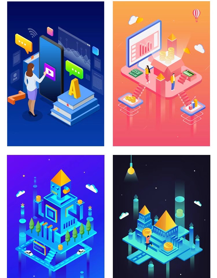 图片[20]-2.5D立体等距UI插画商务金融科技大数据海报AI矢量EPS设计素材-大怪兽分享