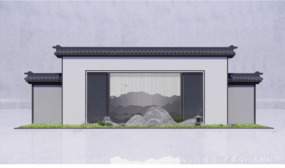 图片[21]-影壁照壁墙景墙su模型庭院四合院围墙院子屏风浮雕新中式草图大师-大怪兽分享