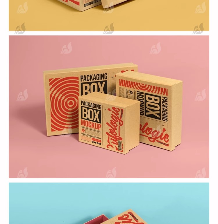 图片[8]-牛皮瓦楞纸盒包装盒外卖快餐打包食品包装展示样机PSD设计素材ps-大怪兽分享