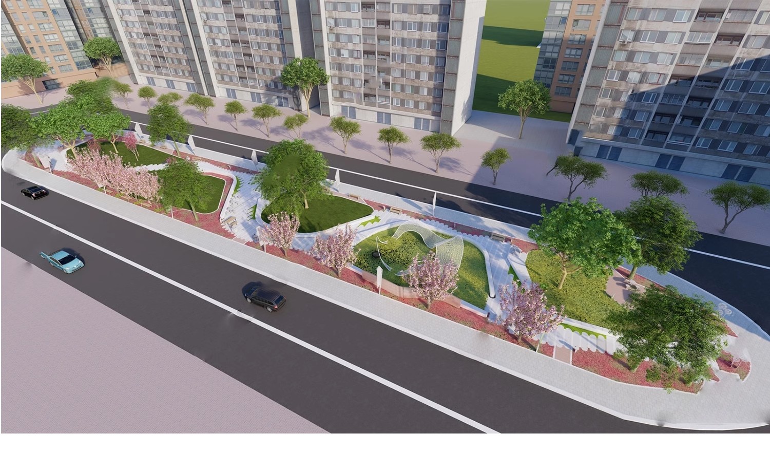 图片[22]-现代线性带状口袋公园街头绿地市政小游园城市休闲广场景观su模型-大怪兽分享