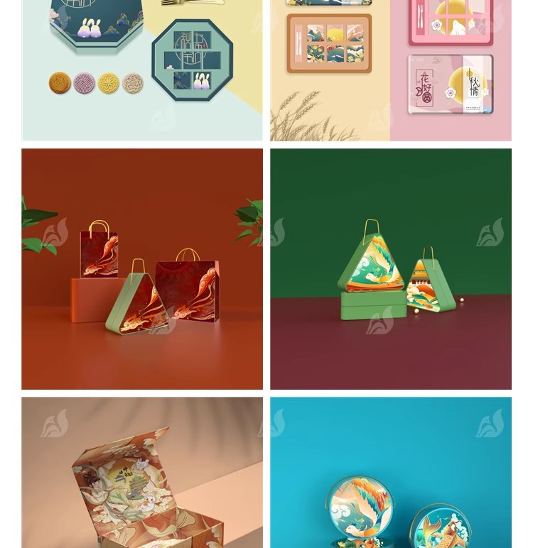 图片[8]-PS高端品牌中国风中秋月饼礼盒样机国潮盒子包装贴图psd设计素材-大怪兽分享