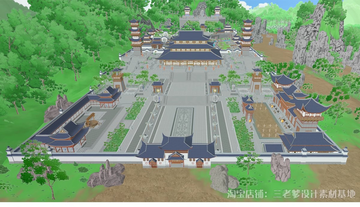 图片[23]-唐风古建群落SU模型秋景中式唐宋文化雪景影视城古代建筑草图大师-大怪兽分享