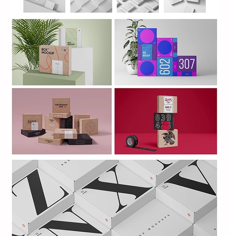 图片[9]-飞机盒礼品盒牛皮纸箱包装场景智能贴图展示样机psd设计素材模板-大怪兽分享