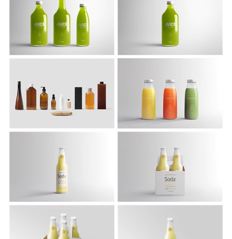 图片[9]-玻璃瓶饮料塑料瓶产品瓶子标签品牌logo贴图效果VI样机psd设计素-大怪兽分享