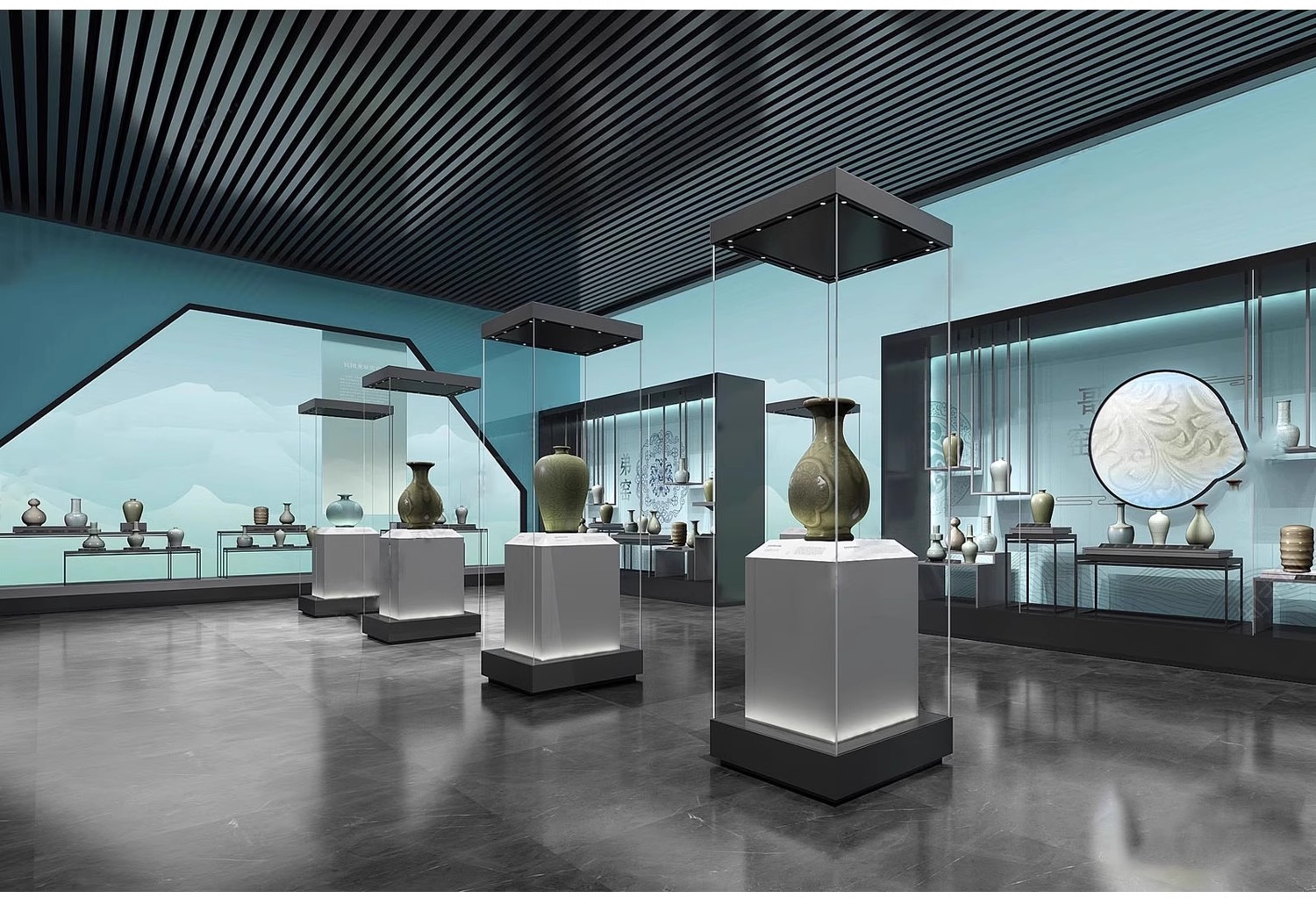 图片[23]-瓷器文化陶瓷青花瓷展厅SU模型新中式博物馆展馆展柜展架草图大师-大怪兽分享