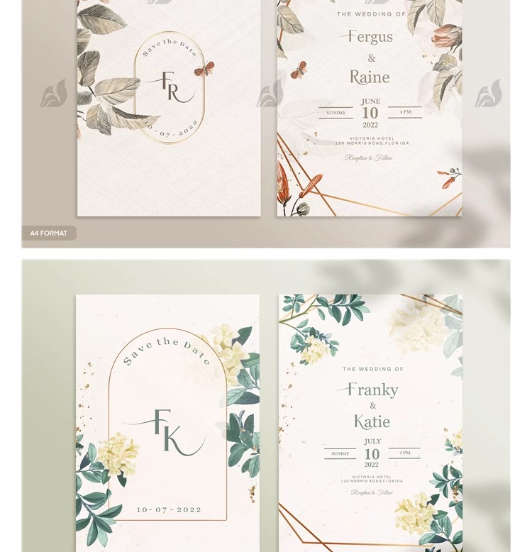 图片[11]-手绘唯美花纹简约婚礼请柬邀请函卡片生日海报PSD设计素材AI模板-大怪兽分享