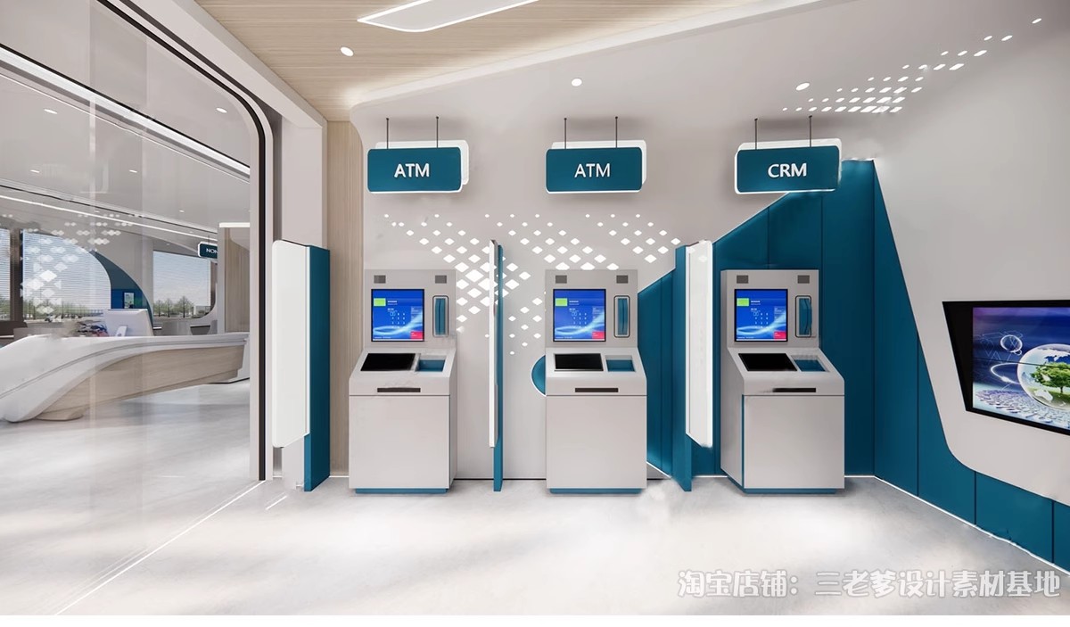 图片[25]-银行SU模型 现代服务营业大厅大堂银行柜台ATM自助取款机草图大师-大怪兽分享