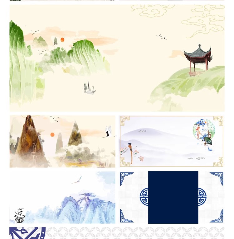 图片[12]-中国风传统水墨古风古典展板边框工笔画PS海报背景PSD/Ai设计素材-大怪兽分享