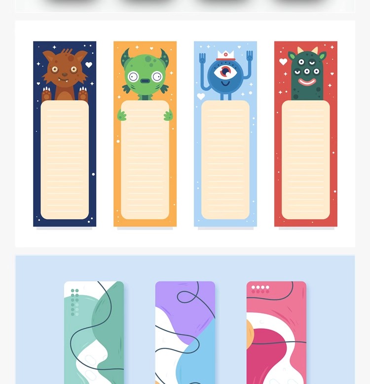 图片[12]-创意卡通书签模板可爱小学生书签夹套装儿童文具源文件设计ai素材-大怪兽分享