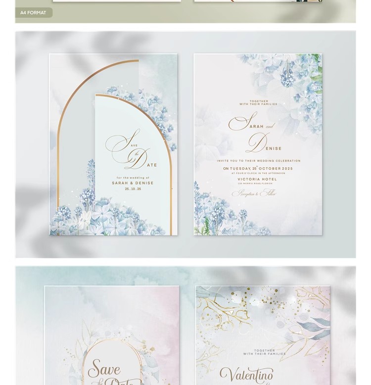 图片[12]-手绘唯美花纹简约婚礼请柬邀请函卡片生日海报PSD设计素材AI模板-大怪兽分享