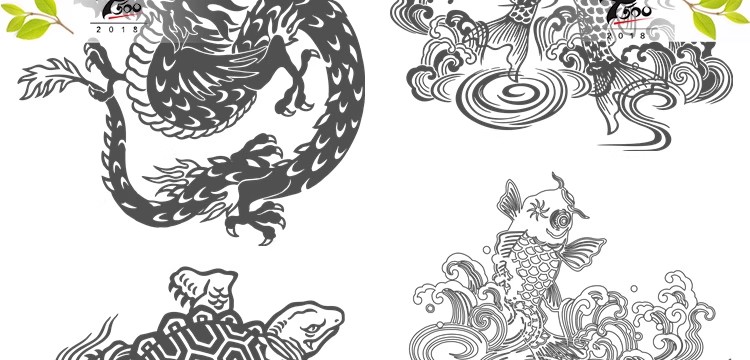 图片[11]-中国风山海经神兽复古图腾纹理矢量图案包装简约AI设计矢量素材图-大怪兽分享
