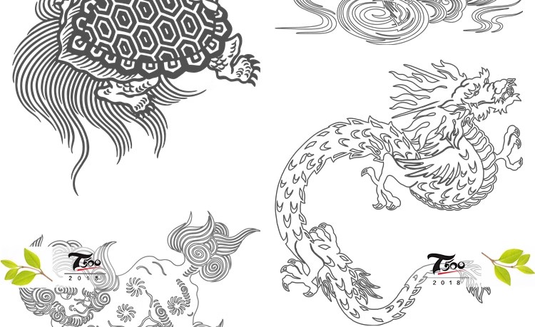 图片[12]-中国风山海经神兽复古图腾纹理矢量图案包装简约AI设计矢量素材图-大怪兽分享