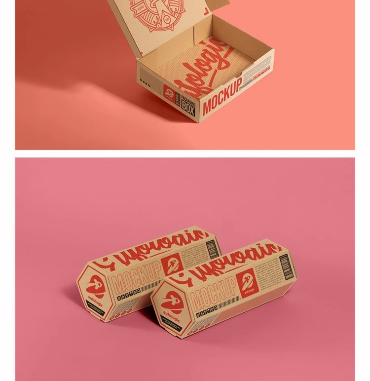 图片[13]-牛皮瓦楞纸盒包装盒外卖快餐打包食品包装展示样机PSD设计素材ps-大怪兽分享