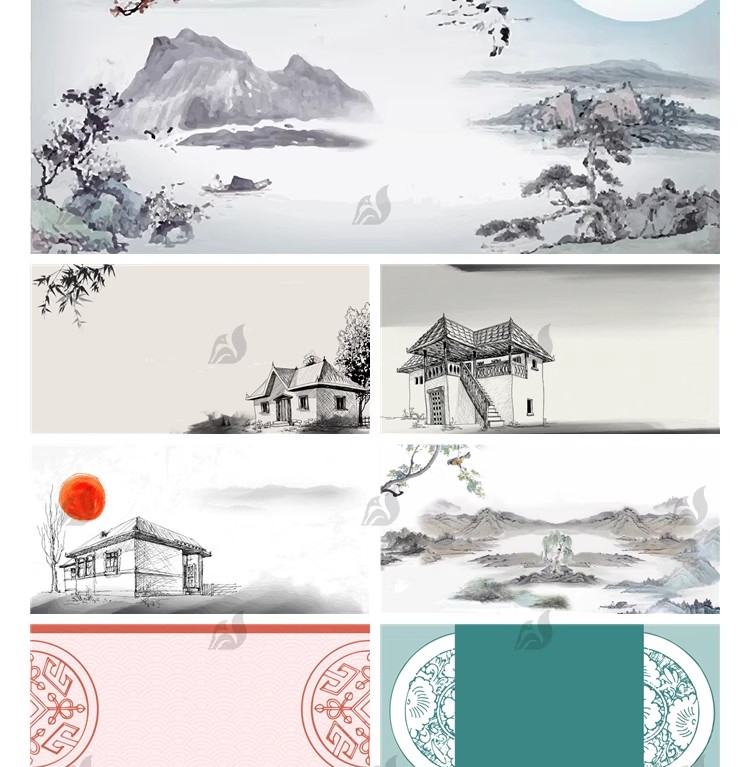 图片[14]-中国风传统水墨古风古典展板边框工笔画PS海报背景PSD/Ai设计素材-大怪兽分享