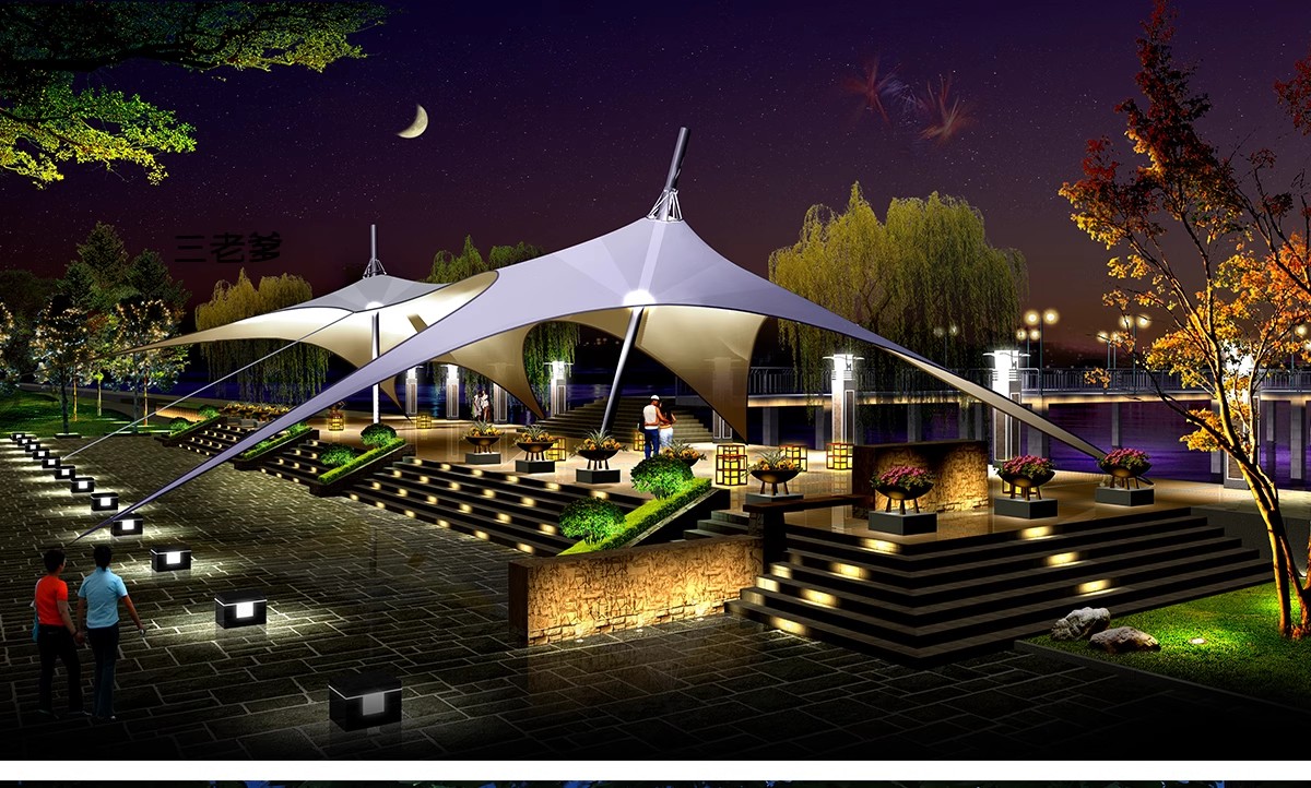 图片[28]-夜景树木植物ps灯光效果图 效果图psd分层公园氛围灯亮化工程素材-大怪兽分享