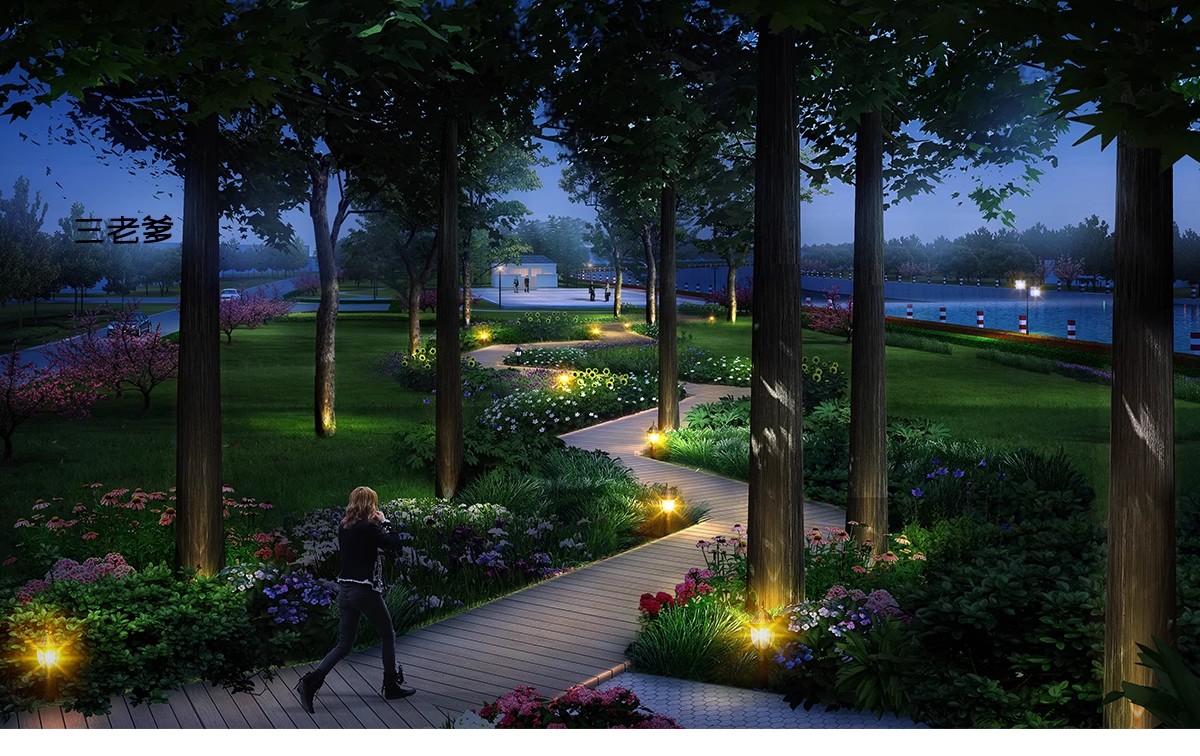 图片[29]-夜景树木植物ps灯光效果图 效果图psd分层公园氛围灯亮化工程素材-大怪兽分享