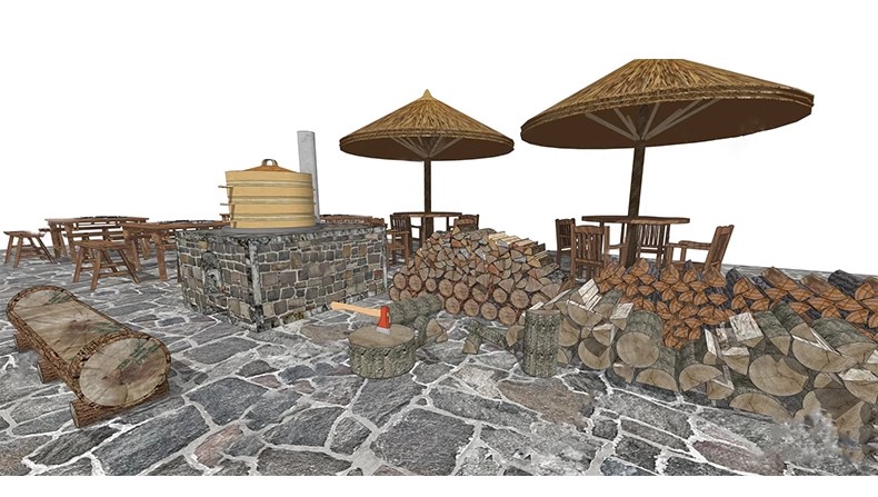 图片[30]-农村乡村农家乐旧厨房炉灶土灶台柴火灶泥土大锅灶SU模型草图大师-大怪兽分享