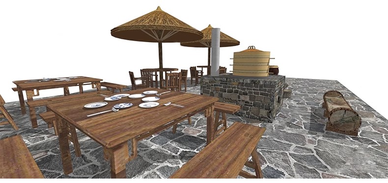 图片[31]-农村乡村农家乐旧厨房炉灶土灶台柴火灶泥土大锅灶SU模型草图大师-大怪兽分享