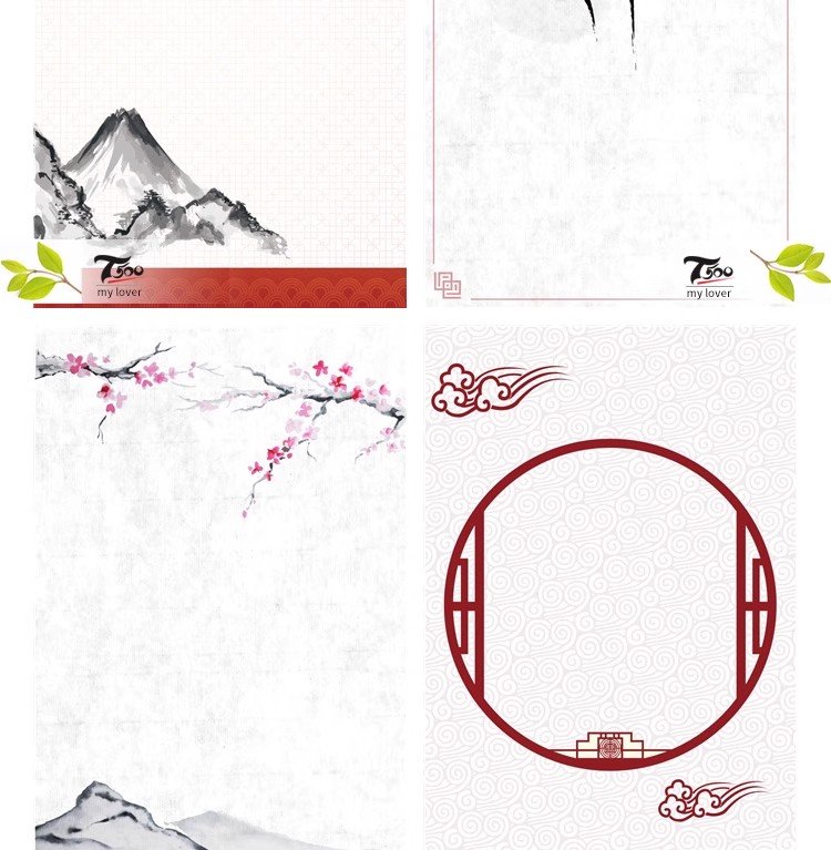 图片[19]-中国风传统水墨古风古典展板边框工笔画PS海报背景PSD/Ai设计素材-大怪兽分享