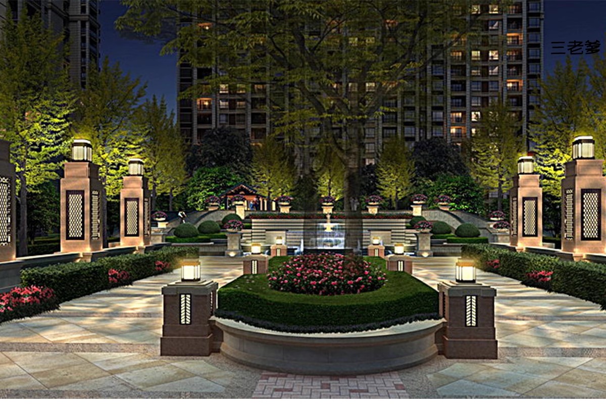 图片[33]-夜景树木植物ps灯光效果图 效果图psd分层公园氛围灯亮化工程素材-大怪兽分享