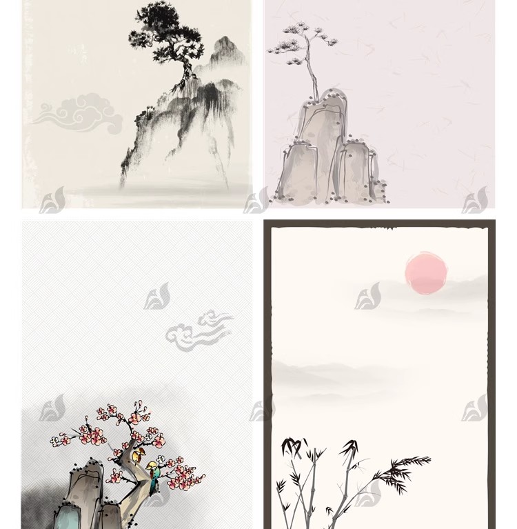 图片[21]-中国风传统水墨古风古典展板边框工笔画PS海报背景PSD/Ai设计素材-大怪兽分享
