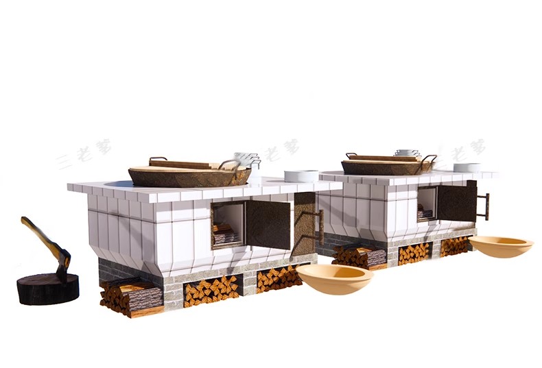 图片[36]-农村乡村农家乐旧厨房炉灶土灶台柴火灶泥土大锅灶SU模型草图大师-大怪兽分享