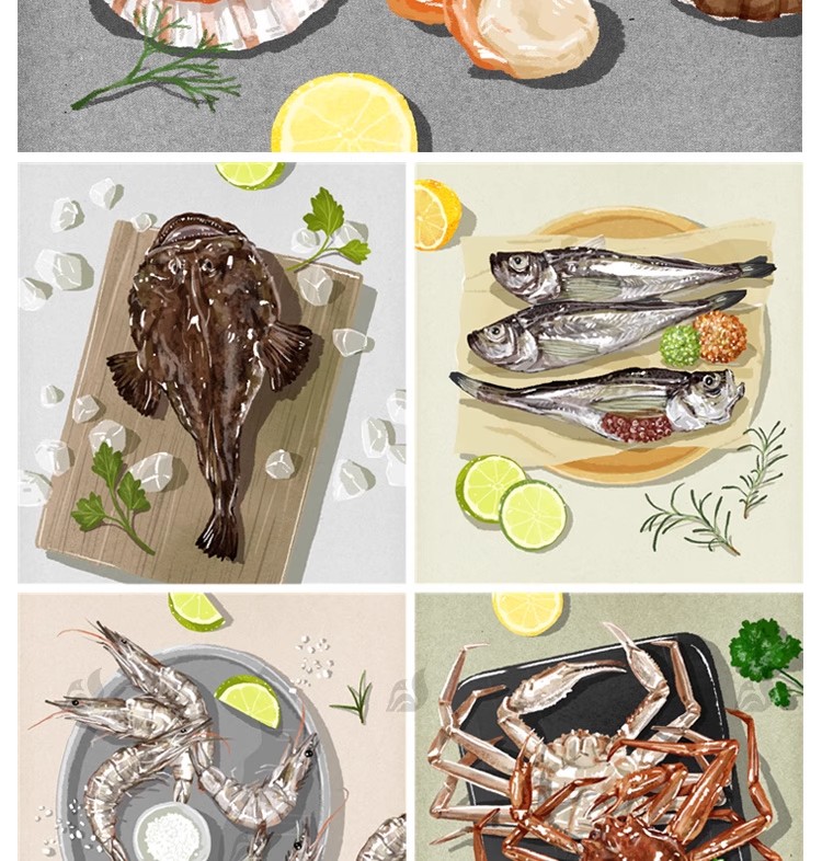 图片[24]-手绘食物PSD海鲜螃蟹蔬菜牛肉日料甜品蛋糕寿司美食海报PNG素材-大怪兽分享