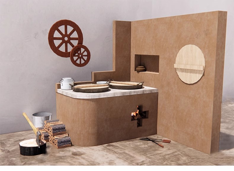 图片[37]-农村乡村农家乐旧厨房炉灶土灶台柴火灶泥土大锅灶SU模型草图大师-大怪兽分享