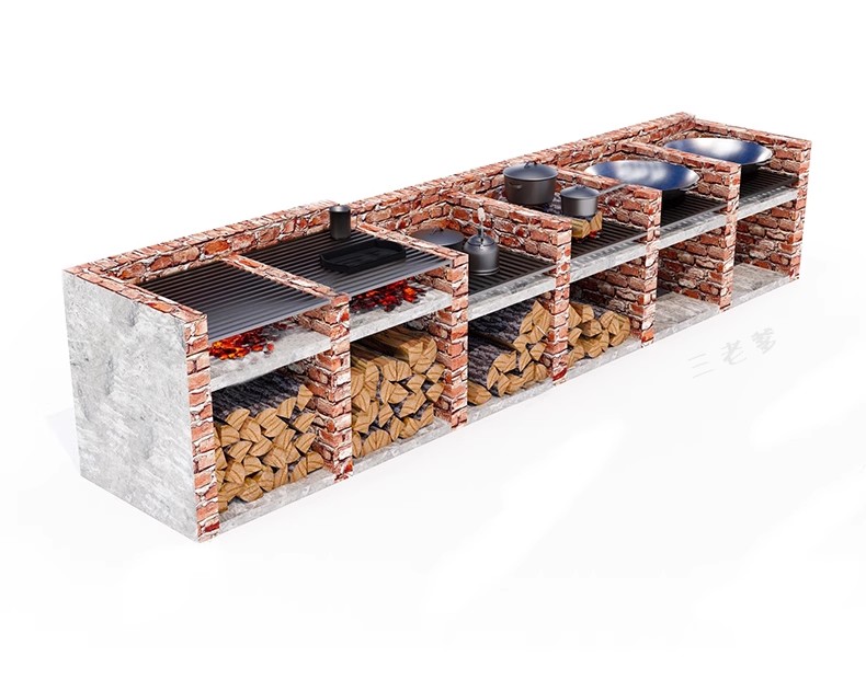 图片[38]-农村乡村农家乐旧厨房炉灶土灶台柴火灶泥土大锅灶SU模型草图大师-大怪兽分享