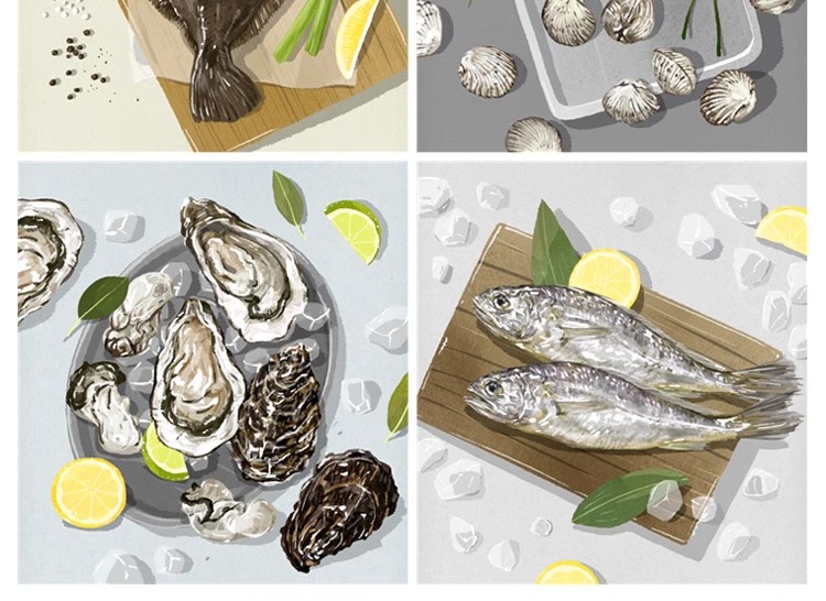 图片[26]-手绘食物PSD海鲜螃蟹蔬菜牛肉日料甜品蛋糕寿司美食海报PNG素材-大怪兽分享