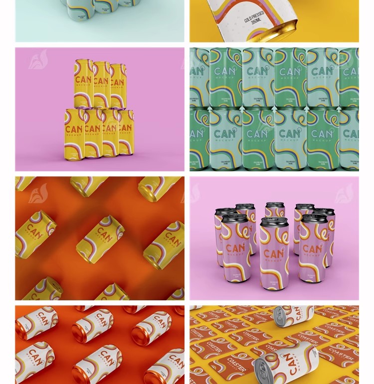 图片[26]-易拉罐饮料饮品可乐啤酒瓶子包装样机VI品牌展示模板PSD设计素材-大怪兽分享