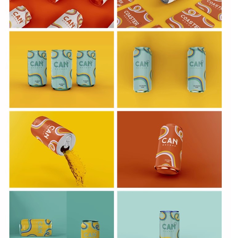 图片[27]-易拉罐饮料饮品可乐啤酒瓶子包装样机VI品牌展示模板PSD设计素材-大怪兽分享