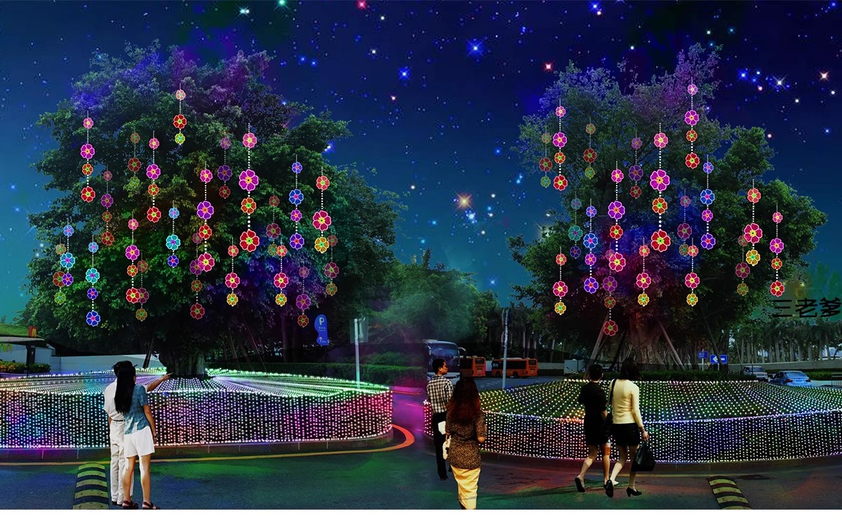 图片[41]-夜景树木植物ps灯光效果图 效果图psd分层公园氛围灯亮化工程素材-大怪兽分享