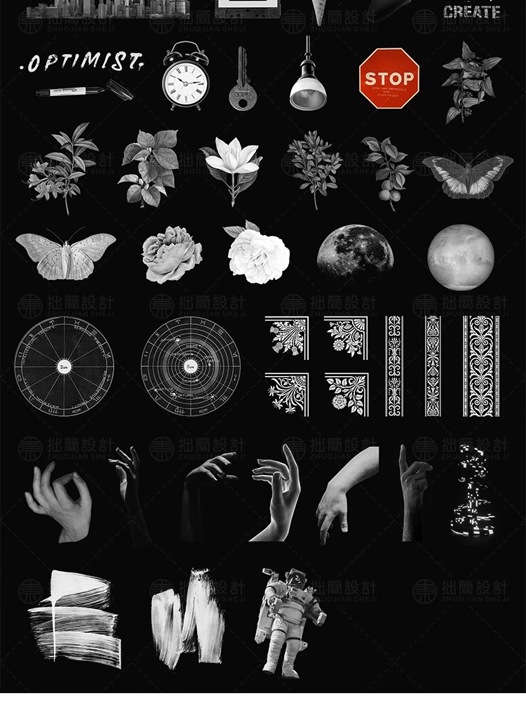图片[5]-潮流酸性复古石膏雕像像植物动物薄膜贴纸拼贴画PNG免扣设计素材-大怪兽分享