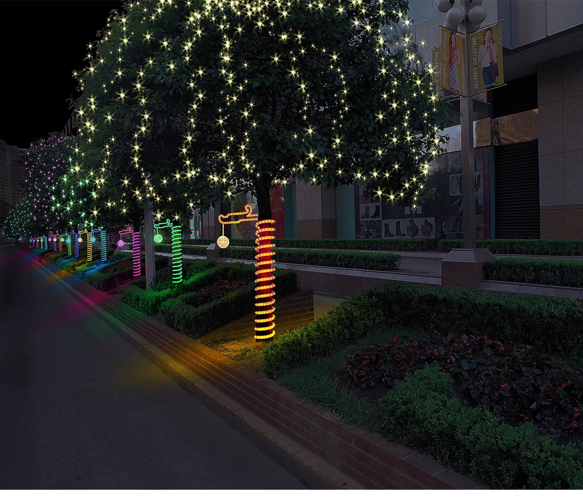 图片[42]-夜景树木植物ps灯光效果图 效果图psd分层公园氛围灯亮化工程素材-大怪兽分享