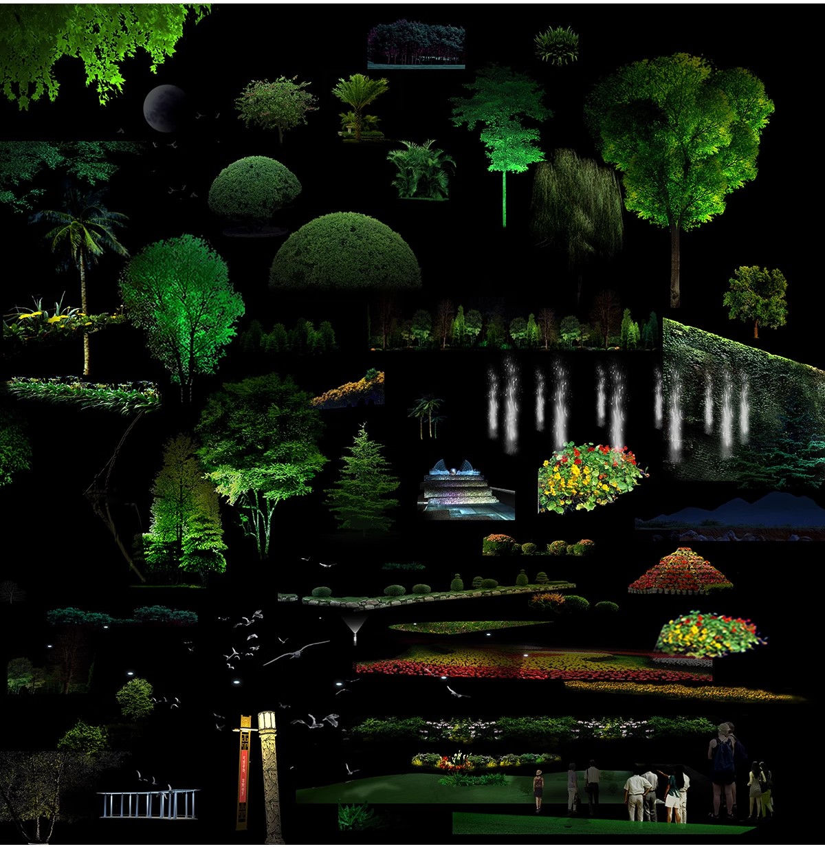 图片[47]-夜景树木植物ps灯光效果图 效果图psd分层公园氛围灯亮化工程素材-大怪兽分享