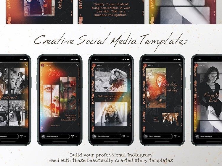 图片[9]-12款漏光胶卷相框相册媒体社交图文排版海报PSD版面设计素材模板-大怪兽分享
