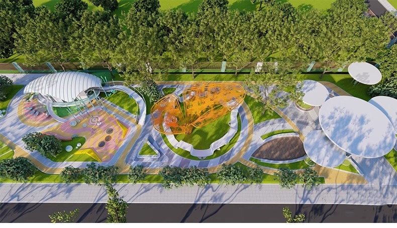 图片[43]-现代线性带状口袋公园街头绿地市政小游园城市休闲广场景观su模型-大怪兽分享