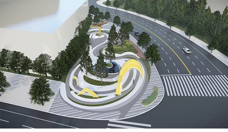 图片[49]-现代线性带状口袋公园街头绿地市政小游园城市休闲广场景观su模型-大怪兽分享