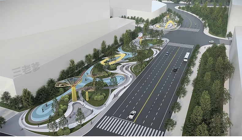 图片[50]-现代线性带状口袋公园街头绿地市政小游园城市休闲广场景观su模型-大怪兽分享