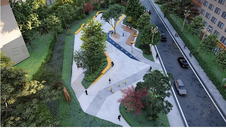 图片[59]-现代线性带状口袋公园街头绿地市政小游园城市休闲广场景观su模型-大怪兽分享
