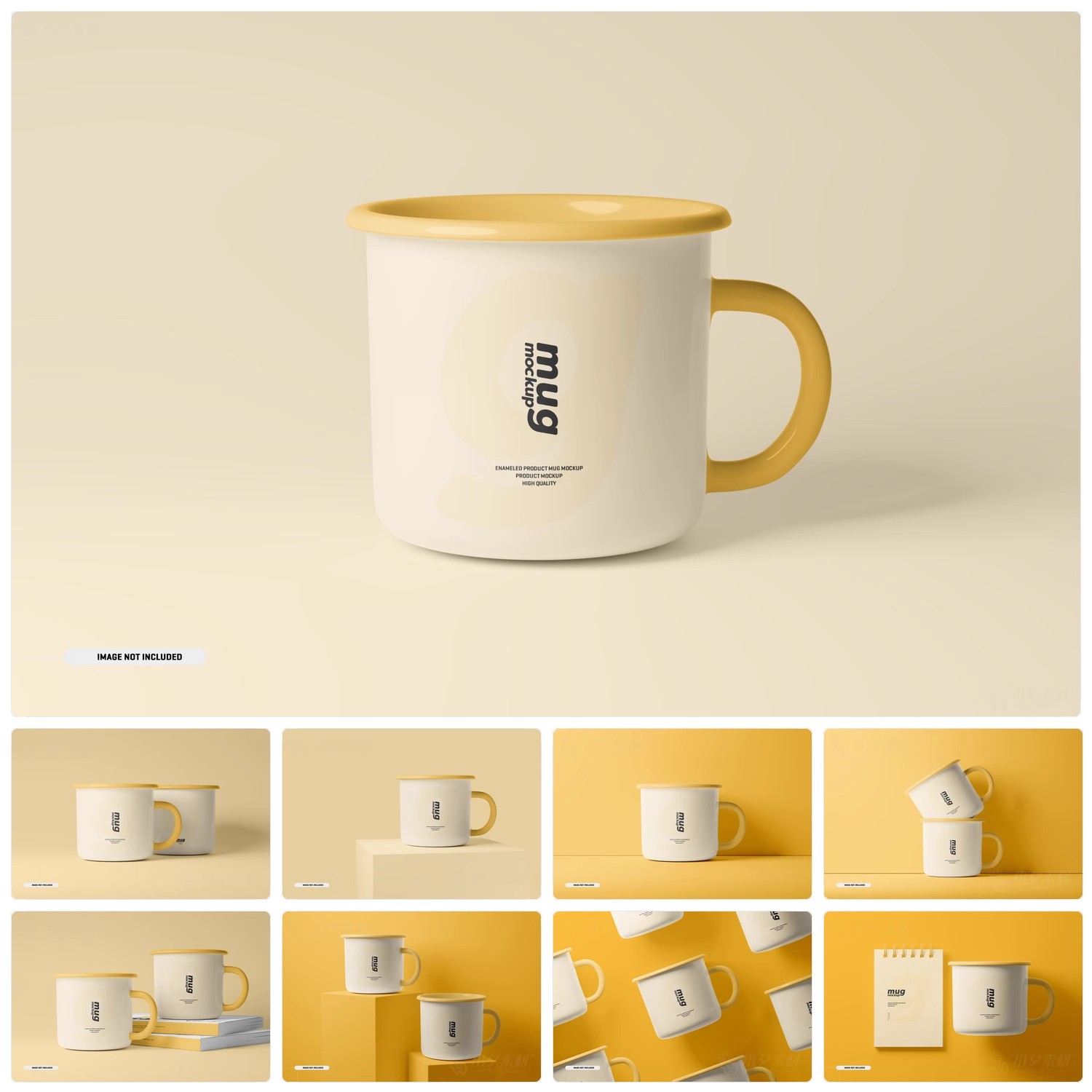 马克杯陶瓷水杯杯子智能贴图文创样机模板PSD分层设计素材-大怪兽分享