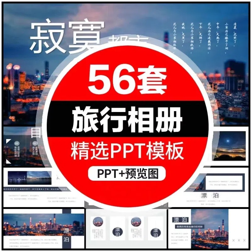 旅行相册PPT模板 旅游海边风景摄影相册宣传照片纪念册动态素材-大怪兽分享