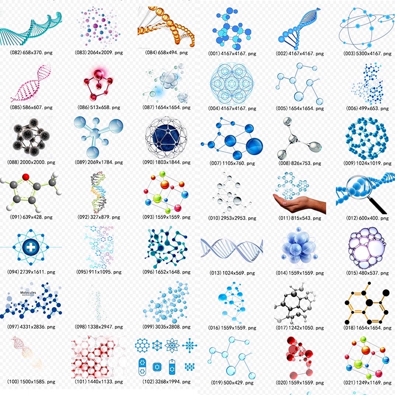 KJ-50卡通生物DNA基因化学医疗化学分子科技海报元素png免扣素材-大怪兽分享
