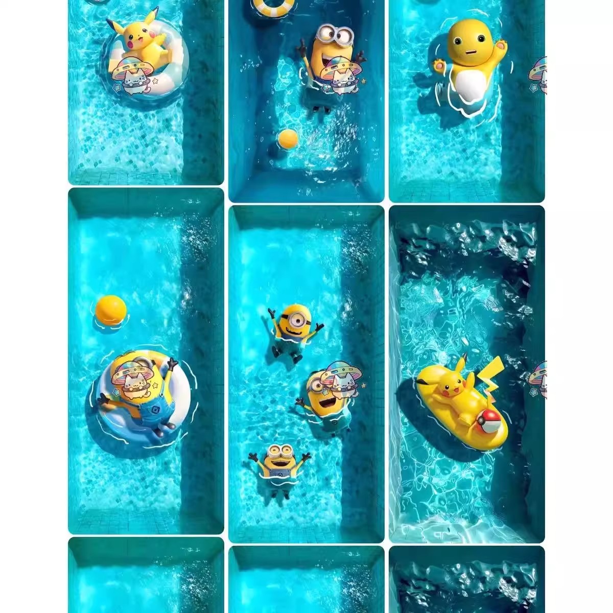 图片[11]-99张4K超清壁纸 夏日泳池合集 苹果手机壁纸 小黄人线条小狗泳池-大怪兽分享