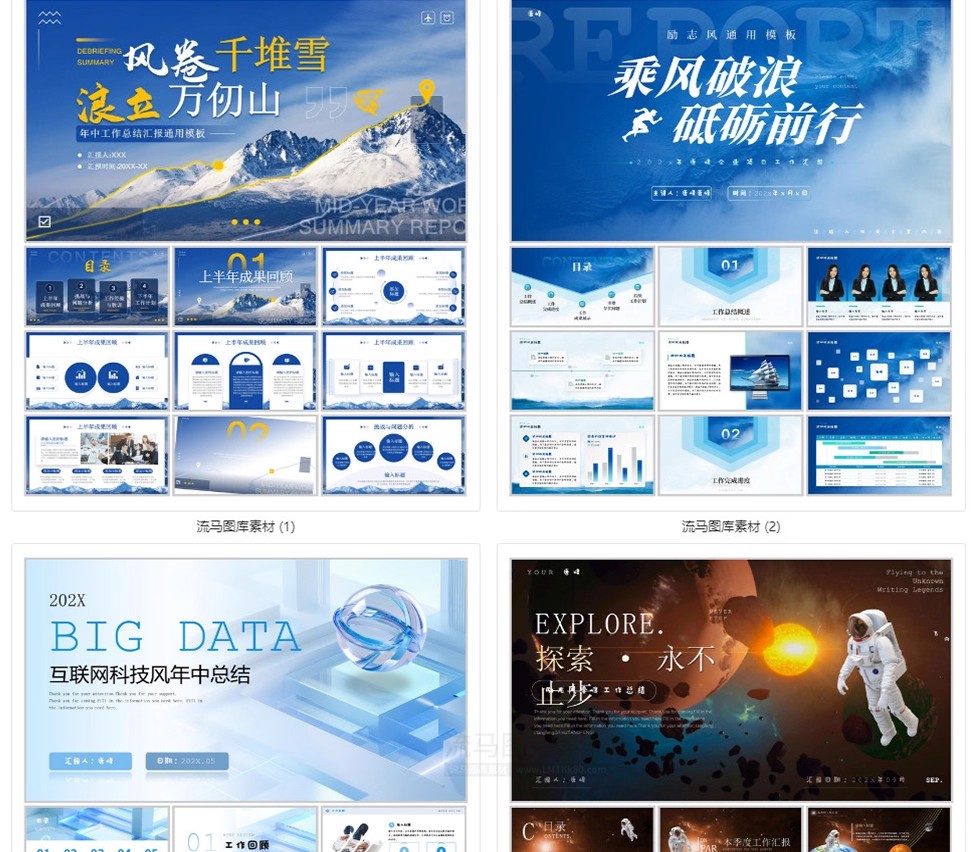 图片[3]-高级蓝色商务风励志乘风破浪年终工作总结计划述职报告PPT模板-大怪兽分享