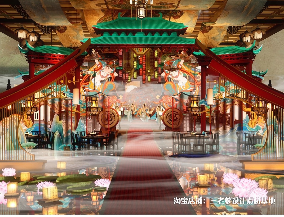 图片[4]-中式古风敦煌大唐文化壁画艺术元素SU模型集市美陈长廊展厅博物馆-大怪兽分享