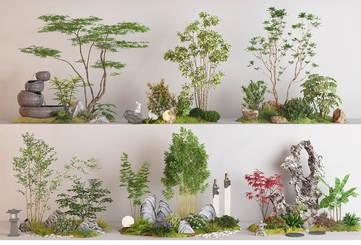 图片[4]-SU新中式禅意日式园艺小品庭院园林植物景观草图大师景观小品模型-大怪兽分享
